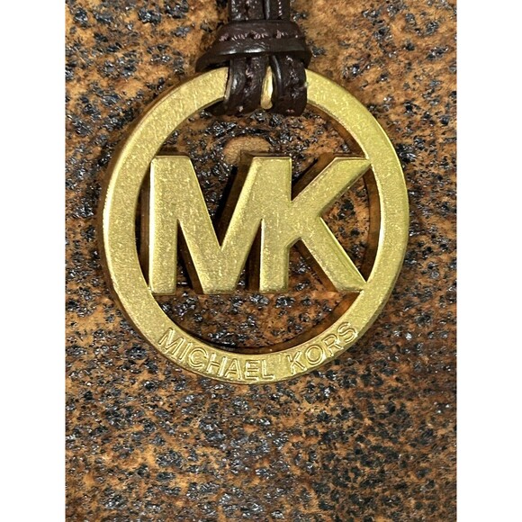 Michael Kors Jessica Expandable Distressed Brown Leather Bag Handbag Purse Tote - Picture 6 of 11